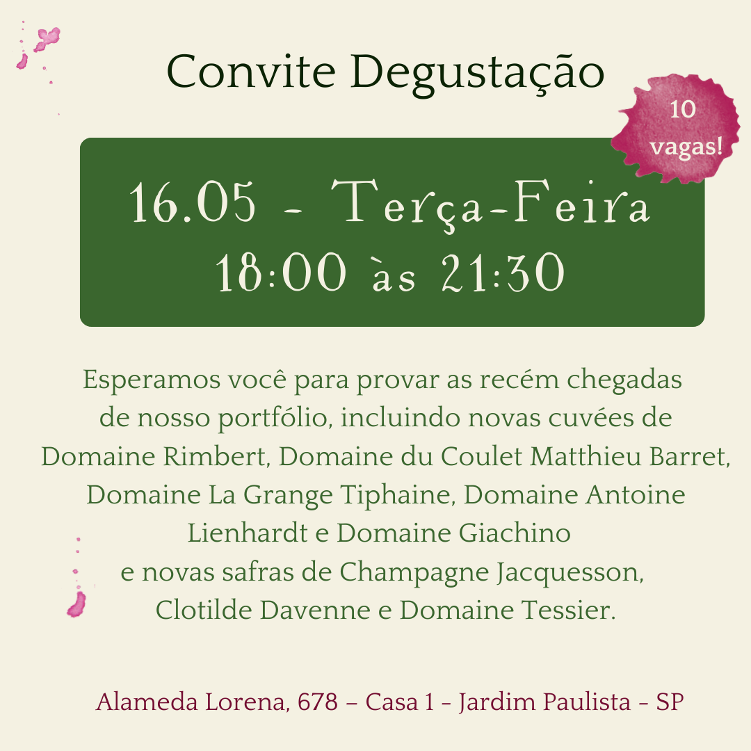 Degustação: novidades e safras renovadas do portfolio – de la Croix (São Paulo) – 16/05/2023 de 18:00 às 21:30