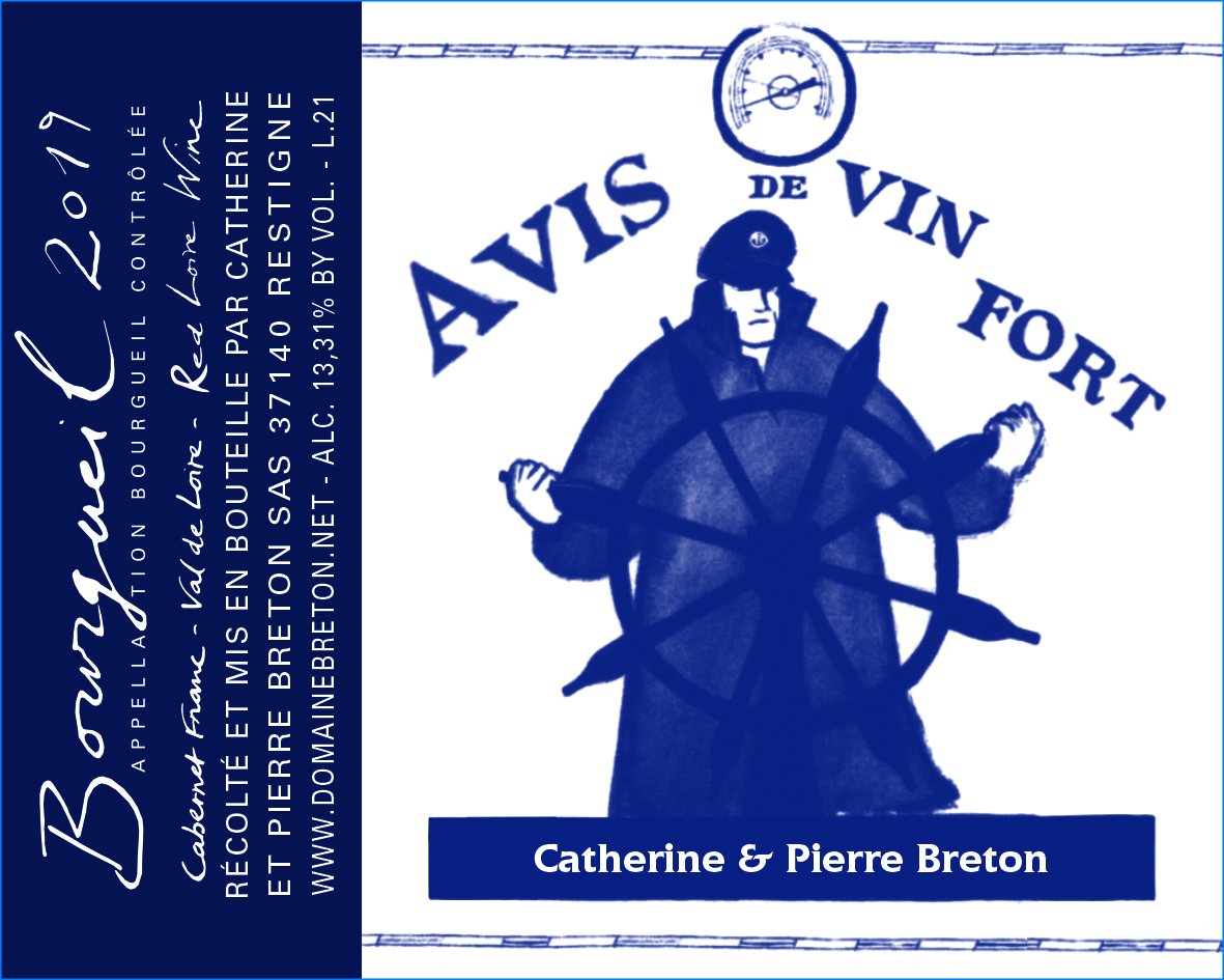 Domaine Catherine et Pierre Breton vin Loire Avis de vin fort 2020 rótulo